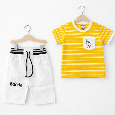 ZS - T-Shirt & Short - Yellow - Stripe Bear