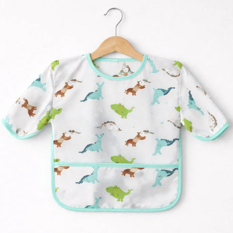 Apron Bib - Green - Dinosaurs