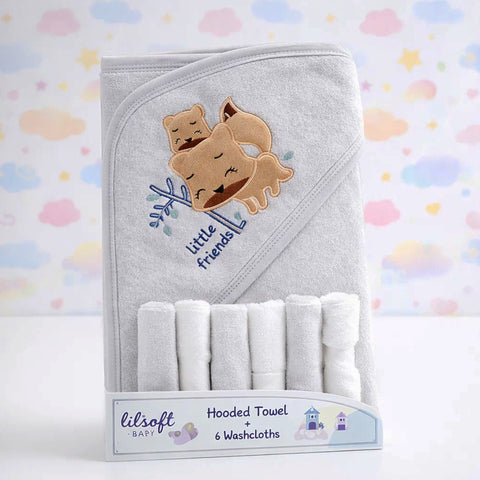Lilsoft - 7 Pieces - Bath Towel Gift Set - Grey