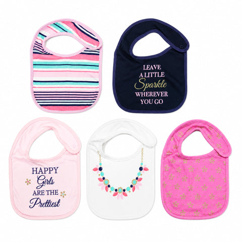 Pack of 5 Infant Bibs - Girls - Theme 1 - Little Treasure