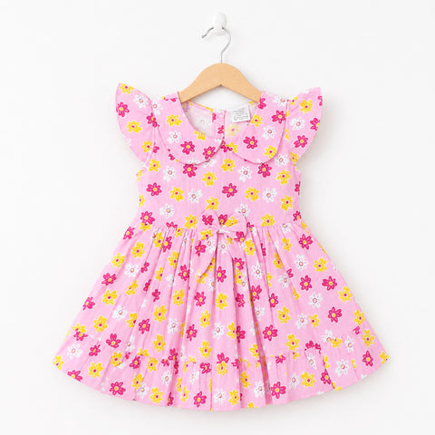 PR - Printed Frock - Pink - Colorful Flowers