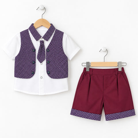 GM - 2 Pieces - Suit Set - Dark Purple - Stars