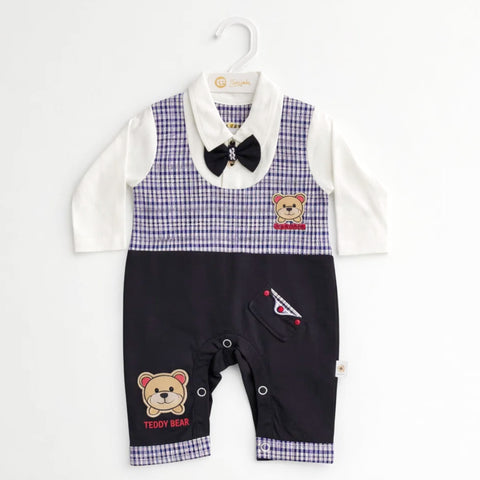 GM - Romper - Blue & Black - Teddy Bear