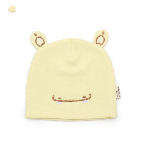 Imported Soft Winter Cap - Smile Yellow  –  (0–3 Months)