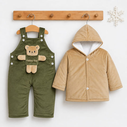 Winter Baby Dungaree Set - Olive Green - Happy Day