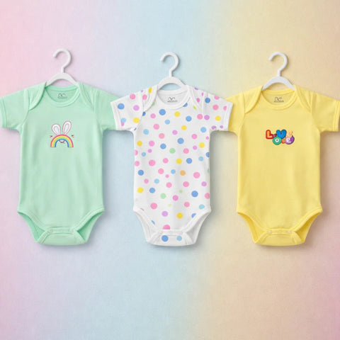 BRL - Pack of 3 - Short Sleeve Bodysuits - Love Cat