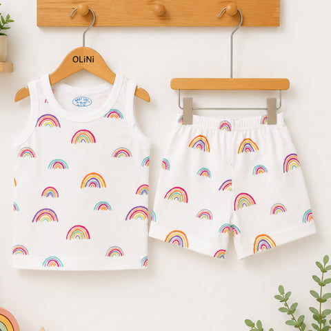Cotton Jersey - Sando & Nicker - White - Rainbow