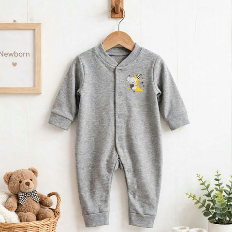 Cotton Interlock Baby Romper – Grey Moon | Soft & Comfortable | 0–24 Months