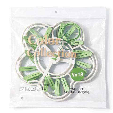 Multiuse  - Laundry Hangers - Light Green - 18 Clips