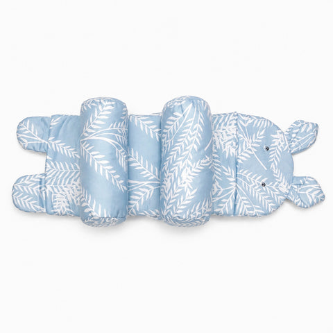 Cotton Baby Head Shaping Pillow for Round Head – Light Blue Leaves | Newborn Flat Head Prevention