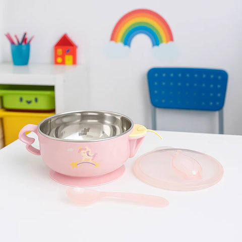 2 In 1 - Kiko - Stick On - Insulated Feeding Set - Pink