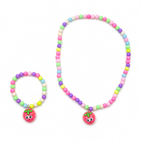 Girl's Necklace & Bracelet - Colorful - Strawberry