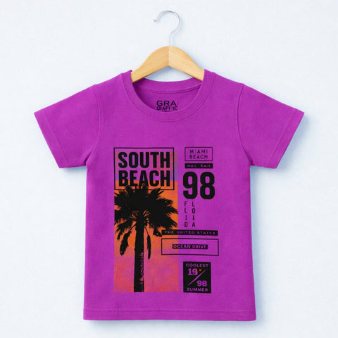 GT - Short Sleeve - Round Neck - T-Shirt - Purple - Beach