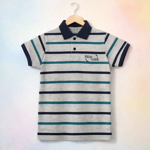 GT - Short Sleeve - Polo T-Shirt - Grey & Green - Newyork