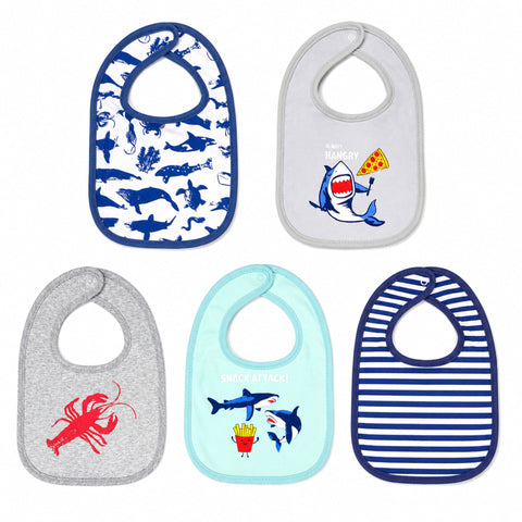 Pack of 5 Infant Bibs - Boys - Theme 2 - Hudson