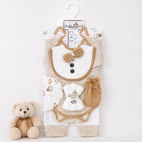 Newborn 10 Piece Velvet Starter Set Gentleman Skin | Soft Winter Baby Clothing Set | 0+ Months