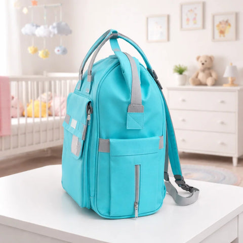 Cat - Waterproof Diaper Backpack - Sky Blue