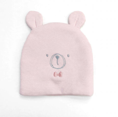 Imported Soft Winter Cap - Baby Bear Pink –  (0–3 Months)