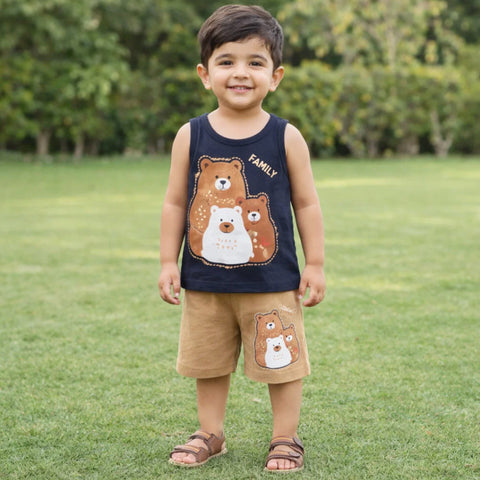 Cotton Jersey - Sando & Short - Brown - Bears