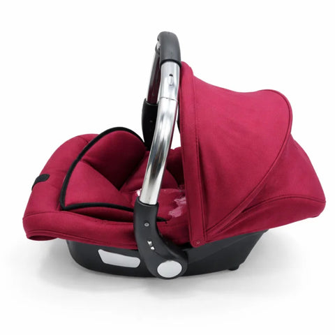 Double Cushion Luxury Baby Carry Cot & Car Seat – Maroon | Newborn Infant Travel Seat