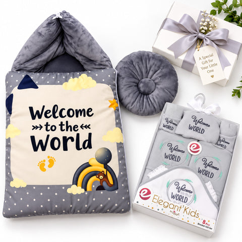 Newborn Welcome Bundle - Fleece Welcome Starter Set & Carry Nest Grey