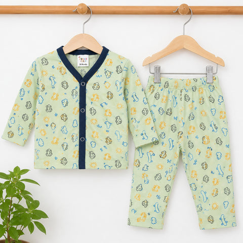 TBS - Cotton Jersey - Night Suit - Light Green - Cars - 26