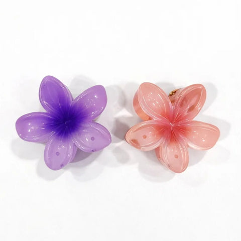 Pack of 2 - Hibiscus - Purple & Peach - Shiny Flower