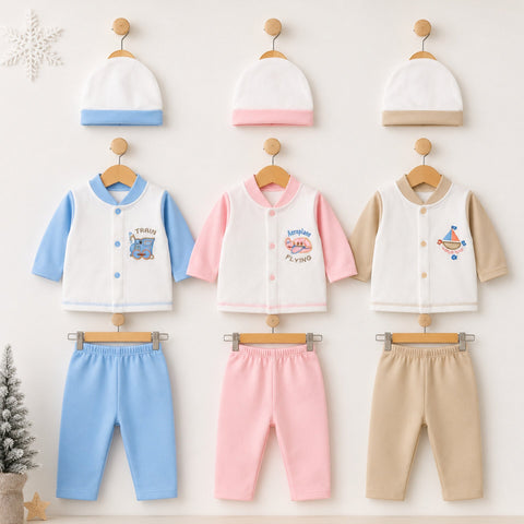 Newborn Welcome Bundle - 9 Pieces Newborn Fleece Clothing Set & Pink Fleece Wrapping Sheet