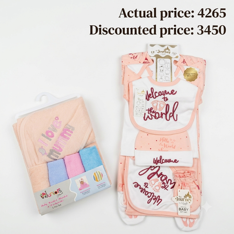 Newborn Welcome Bundle - Peach Welcome Starter Set & Peach Bath Towel Set