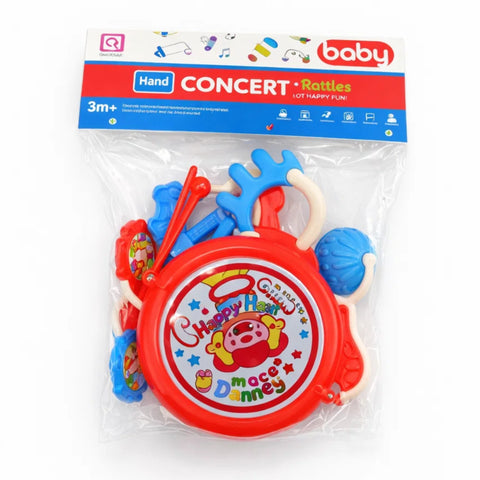 7 Pieces - Rattle & Drum Set - Red