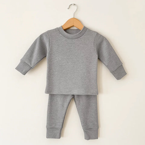 Thermal Round Neck Pajama Warmer Set Grey for Baby & Kids | Winter Thermal Innerwear