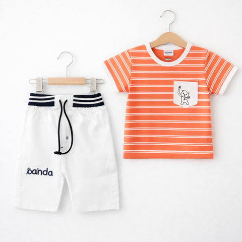 ZS - T-Shirt & Short - Peach - Stripe Bear