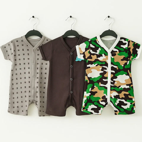 TBS - Pack of 3 Short Leg Rompers - Camouflage