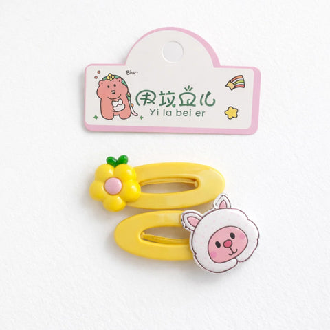 Label - Pack of 2 - Character Pins - Yellow - Flower & Cartoon