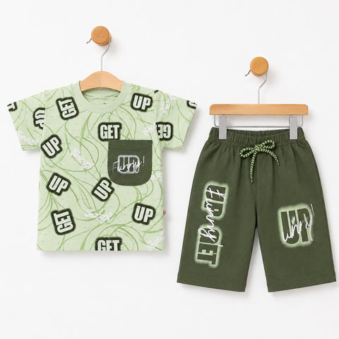 UT - Cotton Jersey - T Shirt & Short - Green - Up