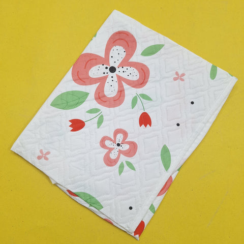 Diaper Changing Sheet - Pink - Flowers & Leaves