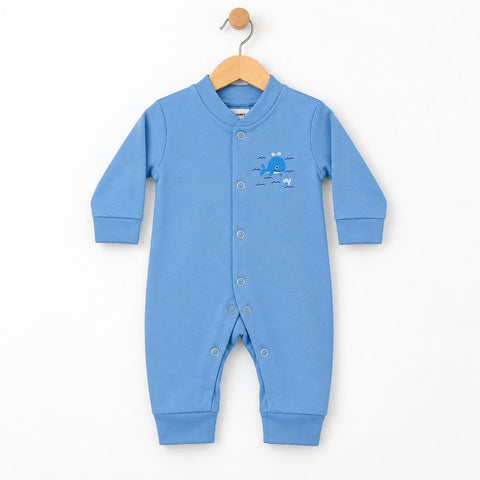Cotton Interlock Baby Romper – Blue Fish | Soft & Comfortable | 0–24 Months