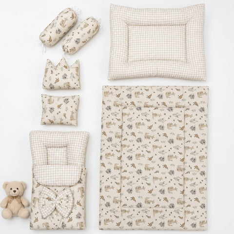 Newborn Cotton Bedding Set - 7 Pieces - Skin - Animals
