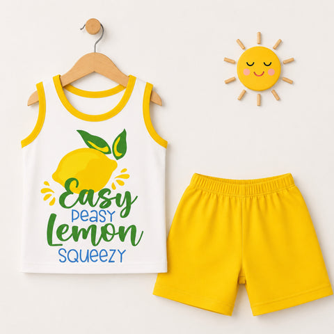 Cotton Jersey Sando & Short - Yellow - Easy Peasy