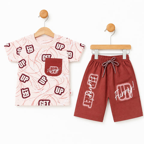 UT - Cotton Jersey - T Shirt & Short - Pink  - Up