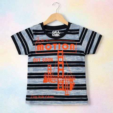 GT - Short Sleeve - Round Neck - T-Shirt - Blue & Black - Motion