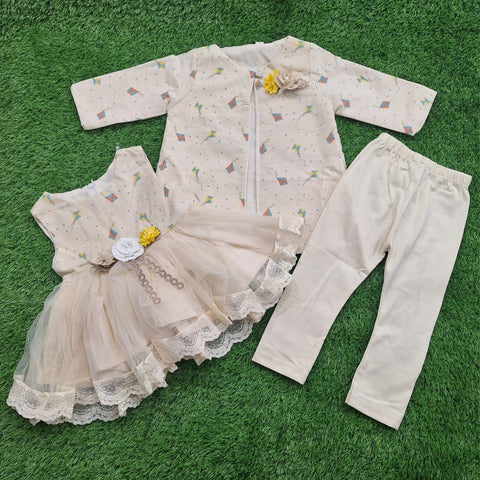 3 Pieces - Frock Set - Kites - Skin