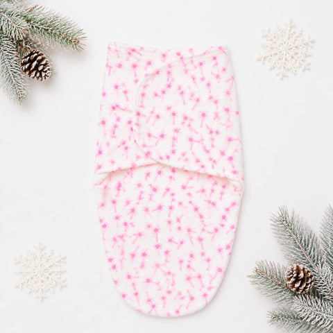 Imported Plush Fleece Newborn Adjustable Swaddle Wrap – Pink Magic | Soft Infant Baby Wrap 19×13 Inches