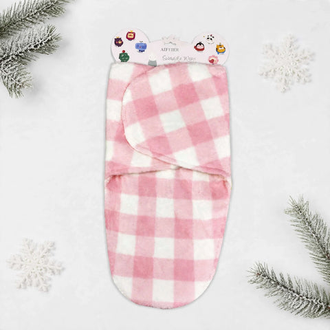 Imported Plush Fleece Newborn Adjustable Swaddle Wrap – Pink Box | Soft Infant Baby Wrap 19×13 Inches