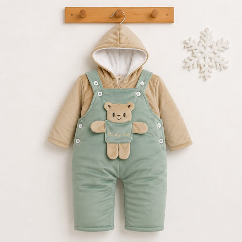 Winter Baby Dungaree Set - Light Green - Happy Day