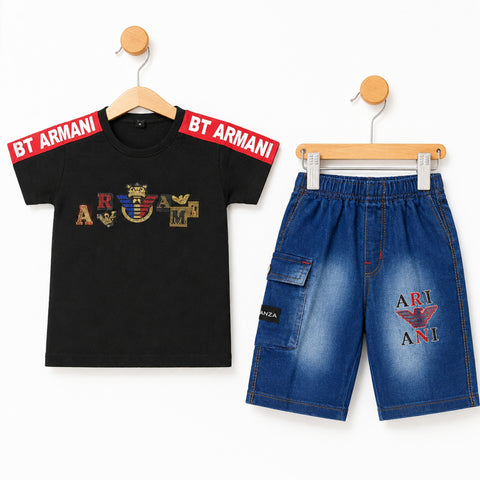 UT - Cotton Jersey - T Shirt & Denim Short - Black - BT ARM