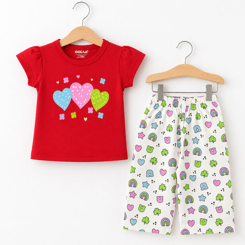 OL - 2 Pieces - Suit Set - Red - Hearts