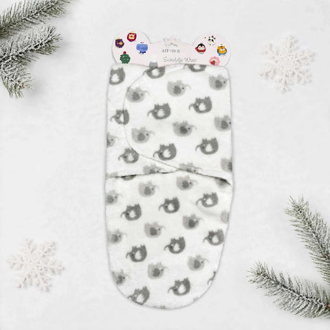Imported Plush Fleece Newborn Adjustable Swaddle Wrap – Grey Elephant | Soft Infant Baby Wrap 19×13 Inches