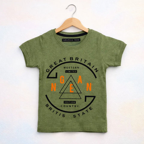 GT - Short Sleeve - Round Neck - T-Shirt - Olive - Britain