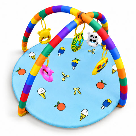 Baby Play Gym Mat with Hanging Toys for 0–12 Months - Blue Icecream | Infant Activity Play Mat